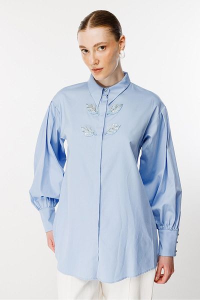 Ghisa Blue Tunic - Embroidered Detail