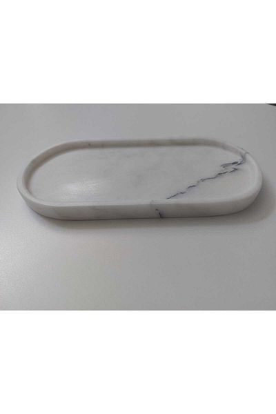 Mudo Concept Tava de baie Elips Marmura Alb Maro - 15x30x2 cm