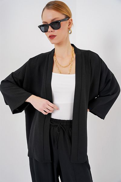 Bigdart Women's Kimono Double Set 6693 - Black