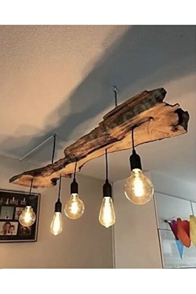 Genel Markalar Modern Ahşap Avize Salon Avize Dekoratif Doğal Avize Salon Balkon Cafe Otel Kamelya Zeytin Avize