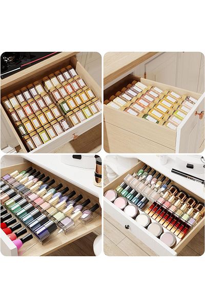 Generic Clear Acrylic 4-Tier Expandable Spice Drawer Organizer for Kitchen Cabinet or Countertop
