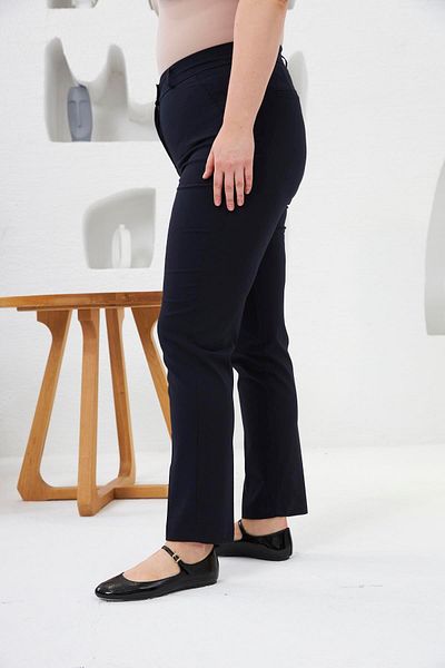 RMG Pocket Detailed Large Size Fabric Trousers Navy Blue