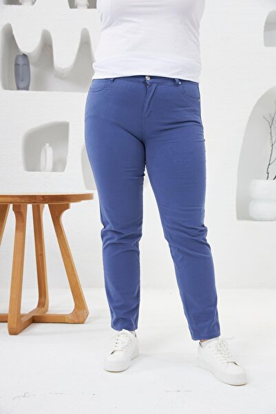 RMG Large Size Lycra Trousers Indigo