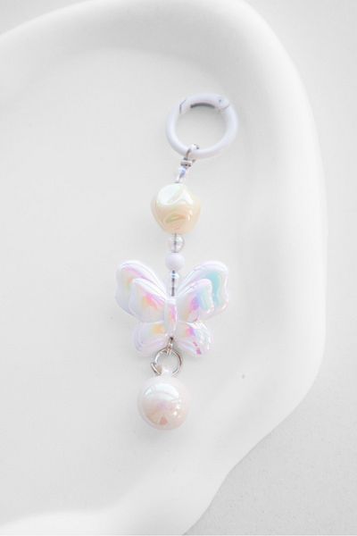 EFBUTİK White Butterfly Bag Charm Keychain