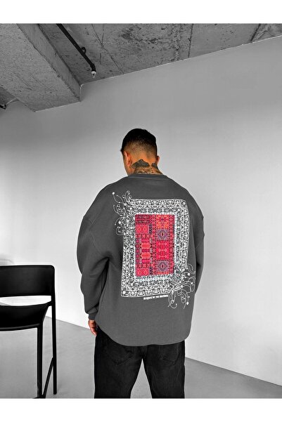 ablukaonline Чорний оверсайз-светр з принтом для чоловіків