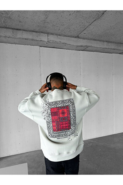 ablukaonline Γκρι ανδρικό φούτερ με oversize σχέδιο