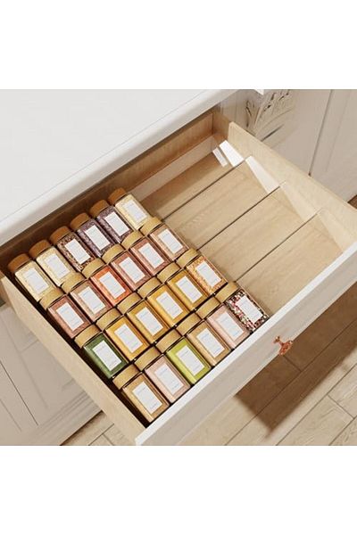 Generic Clear Acrylic 4-Tier Expandable Spice Drawer Organizer for Kitchen Cabinet or Countertop