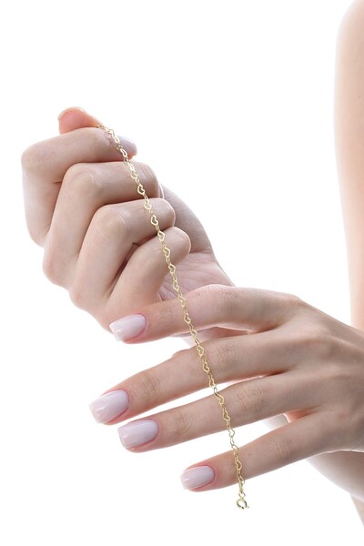 Söğütlü Silver Gümüş altın yaldızlı tasarım birbirine bağlı kalpler zincir bileklik SGTL12857GOLD