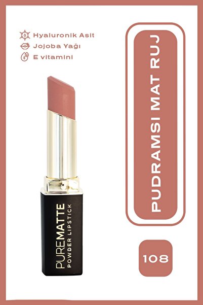 Golden Rose Pure Matte Powder Lipstick No: 108 - Nemlendirici Pudramsı Mat Ruj