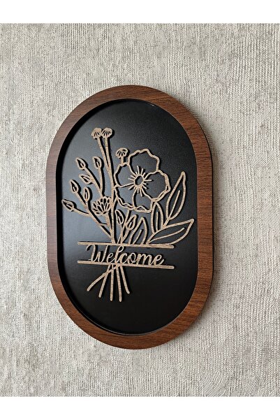 SepetDoluyor Welcome Yazılı Ahşap Kapı Süsü | Şık Minimal Tasarım | 25x16cm MDF Ürün