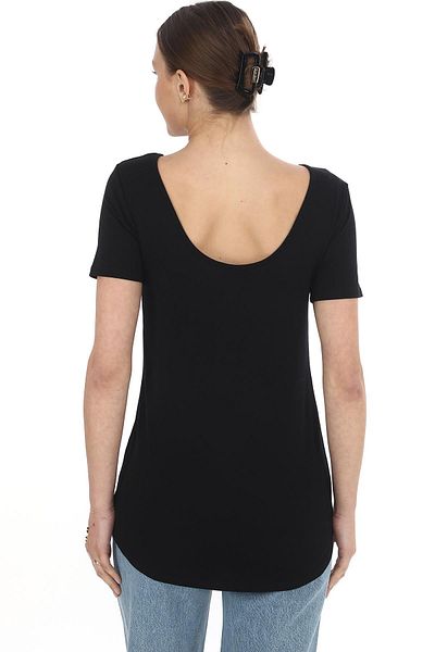 penyebizden Back Low-Cut Comfortable Viscose Tunic-Black