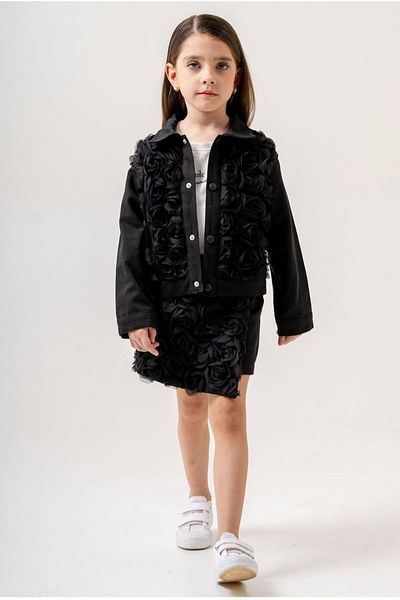 HAUSEkids 4-8 Years Love News Flow Girl's 3 Piece Set-Black