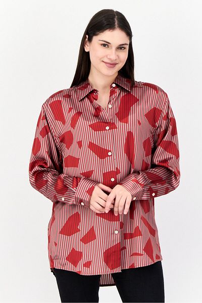 Esprit Women Spread Collar Long Sleeve Allover Print Shirt, Multicolor