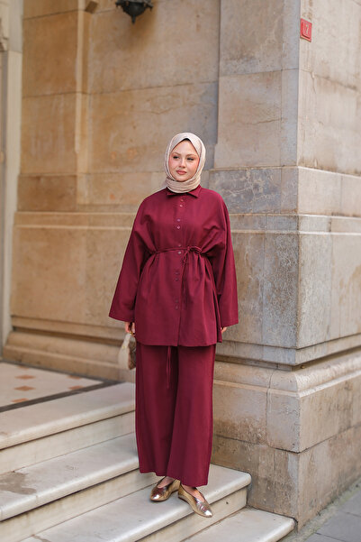 LOCCO Women's Double Button Detailed Suit Claret Red