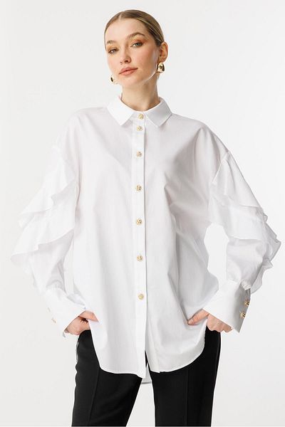 Ghisa Ruffle Detailed Tunic WHITE