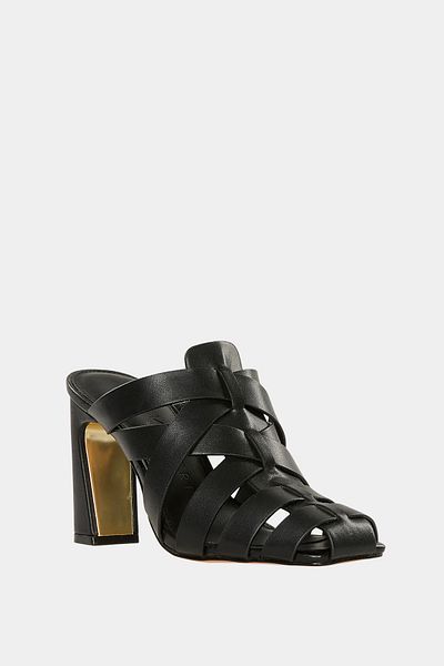 Katy Perry The Puebla Fisherman Mule Women's Black Strappy Heeled Slippers