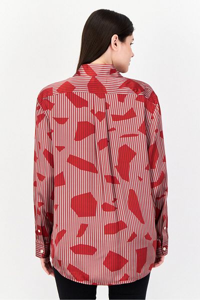 Esprit Women Spread Collar Long Sleeve Allover Print Shirt, Multicolor