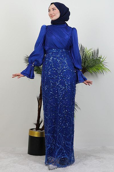 GİYZAMİLA Adelya Κεντημένο Φόρεμα Μολύβι Midnight Blue