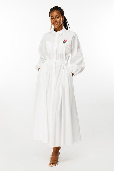 Ghisa Elastic Waist Dress White