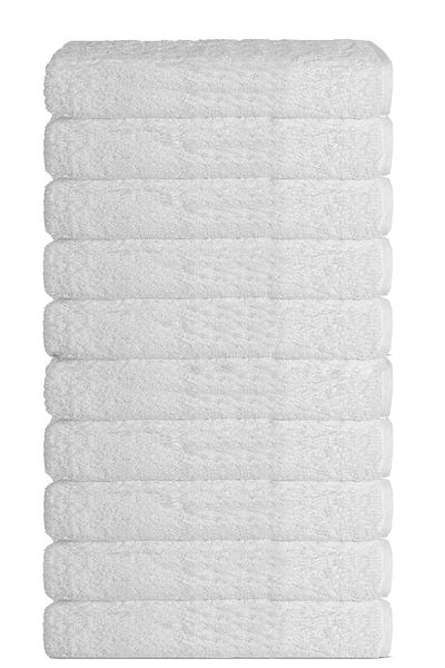 Mira Home 10 Πετσέτες Χεριών Προσώπου Ξενοδοχείου 50x90 εκ. Λευκό 16/1 Aksoft 225 Gr