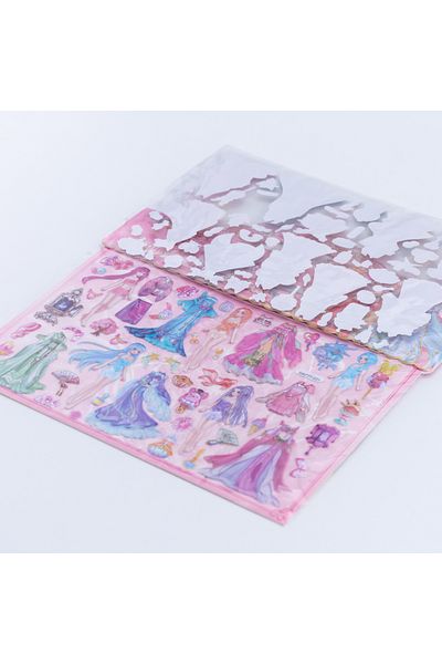 Bimotif Embossed Adhesive Princess Sticker, Pink 2 Sheets