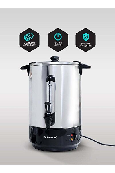 Olsenmark غلاية مياه من الفولاذ المقاوم للصدأ سعة 15 لترًا - حافظ على الدفء، إيقاف التشغيل التلقائي، مقابض تعمل باللمس البارد، صنبور صرف