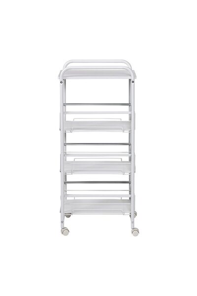 Quasar & Co. Universal storage rack with wheels, 4 shelves, rectangular, 24 x 36 x 85 cm, metal, white