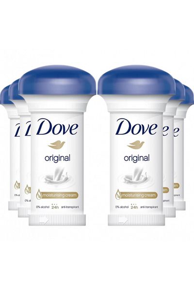 Dove Original, antiperspirant women, 0% alcohol, 6x50 ml