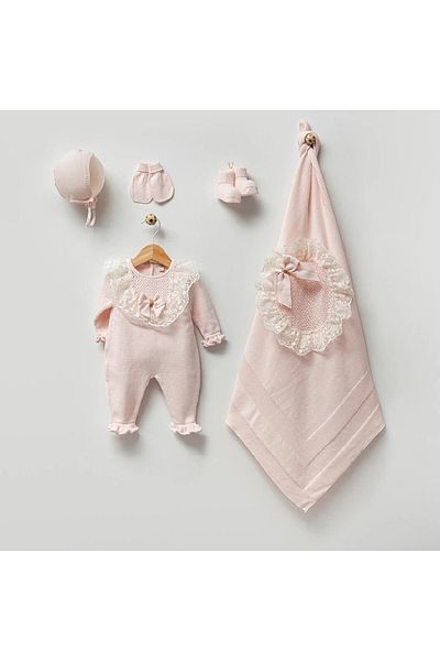 limebabies Nipperland Organic Cotton Cream Cotton Baby Girl Knitwear Hospital Discharge Set 100% Cotton