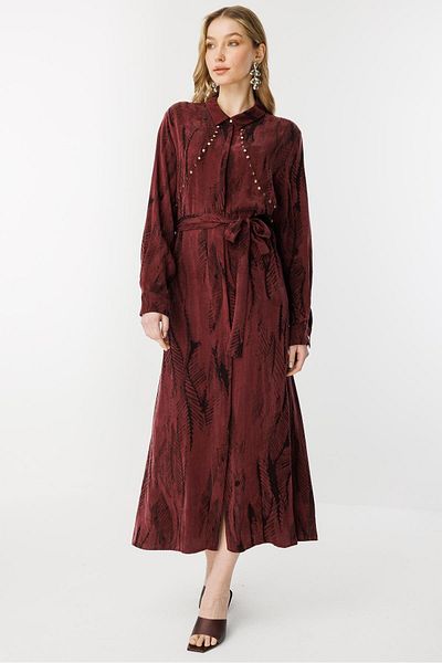 Ghisa Dress Bordo Patterned