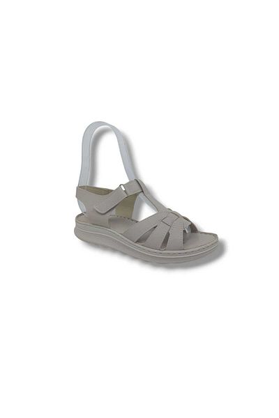 Zerhan 1150 Women's Cream Velcro Soft Sole Comfort Sandals Shoes