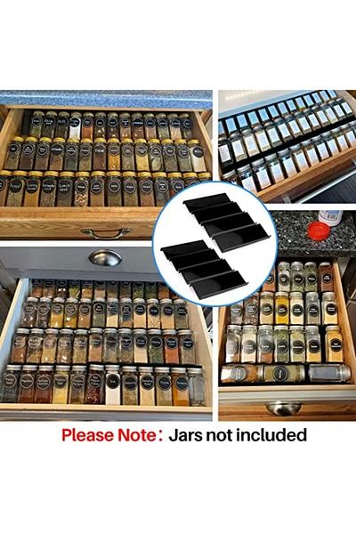 Generic Black Acrylic Spice Drawer Organizer, 8 Pcs Seasoning Rack Tray for Drawer or Countertop