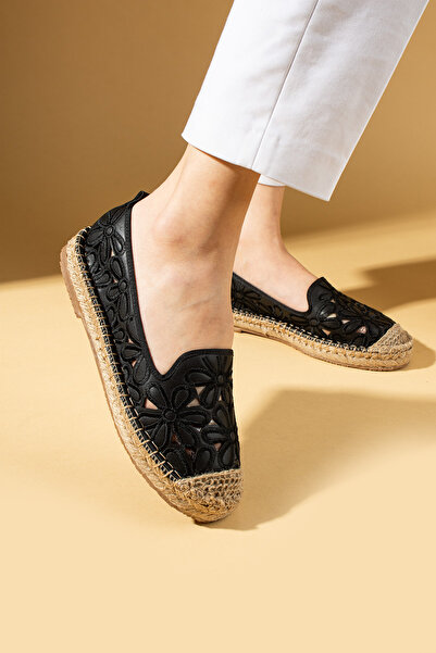 Pembe Potin Women's Espadrille Black Lightweight Comfortable Sole Stylish Casual Shoes