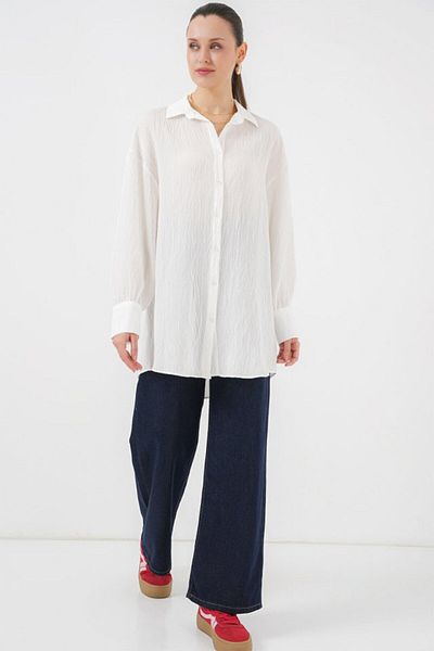 modaserdem Striped Long Shirt Tunic 5963 - White