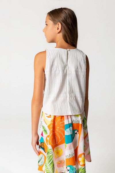 HAUSEkids 4-12 Years Miami Lina Girl's Skirt Suit-Ecru