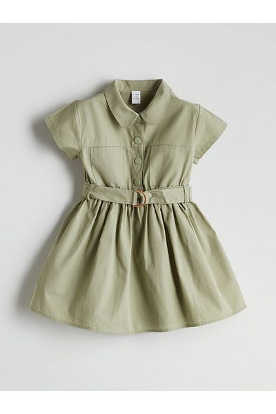 LC Waikiki Lcw Kids Shirt Collar Cotton Girl's Dress