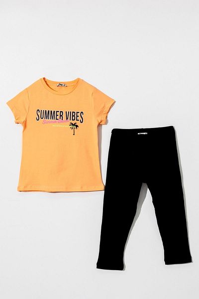 HAUSEkids 6-9 Years Summer Vibes Girl's Suit-Orange
