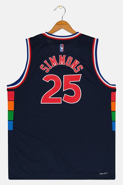 Nike X Nba Kids Boy Short Sleeve Philadelphia 76ers Basketball Jersey, Navy