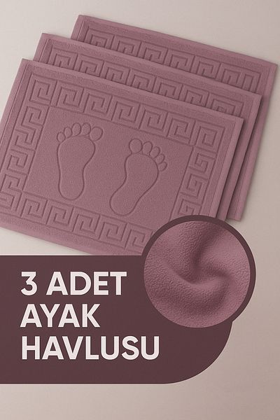 Isessia 3 Pieces 100% Cotton Best Absorbent Foot Towel: Comfortable Bath Mat 50X70Cm Terra Plum