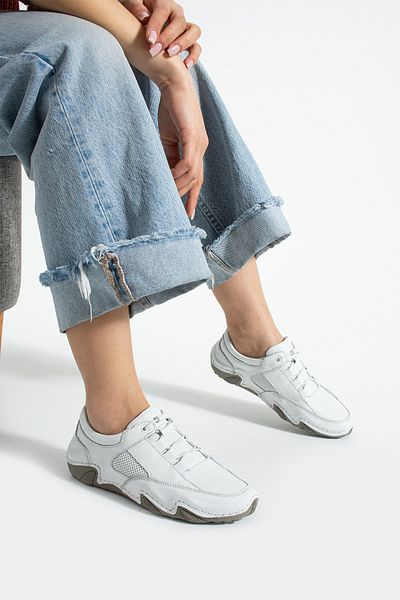 Getcho Pantofi sport albi din piele naturală Dasenk pentru femei – talpă anatomică, respirabil, utilizare zilnică