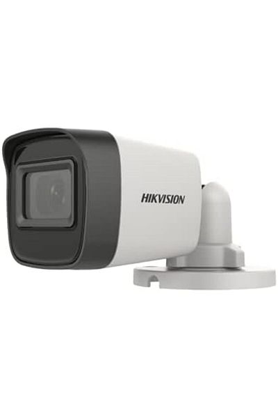 Hikvision كاميرا مقاومة للعوامل الجوية بدقة 5 ميجابكسل مع ميكروفون مدمج من Hikvision DS-2CE16H0T-ITPFS باللون الأبيض