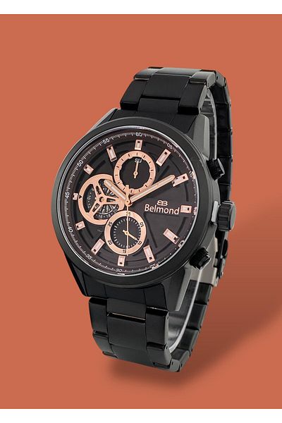 Belmond Original 2 Years Warranty Black Color Functions Active 5 Atm Waterproof Steel Cord Erkek Kol Saa