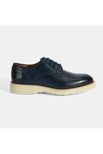 Desa Men's Navy Blue Lace-Up Leather Casual Shoes