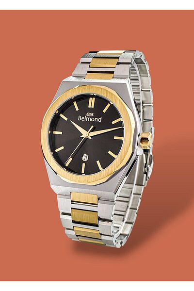 Belmond Original 2 Years Warranty Silver Gold Color 5 Atm Waterproof Steel Cord Men Wristwatch