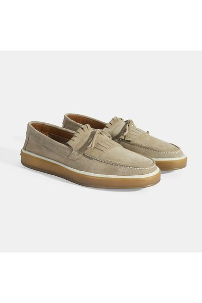 Desa Men's Beige Suede Tasseled Loafer