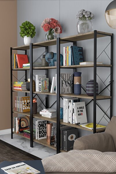 Morpanya Star Metal Kitaplık 5 Raflı Çok Amaçlı Dosya Kitap Rafı Ofis Salon R...