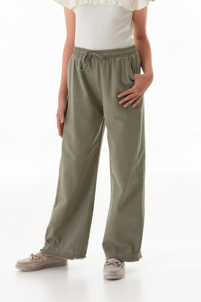 Fulla Moda Elastic Waist Tied Tasseled Girl's Trousers