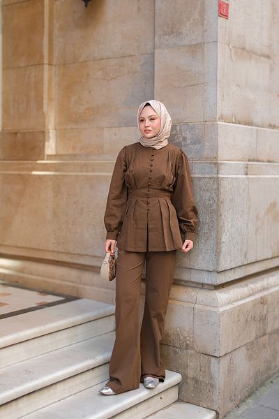 LOCCO Women's Waistband Detailed Suit Brown