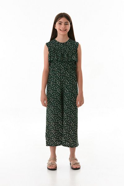 Fulla Moda Floral Elastic Waist Pocket Girls Jumpsuit