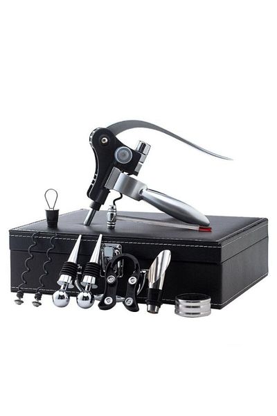 OEM Deluxe Suitcase Set with wine accessories, 9 pieces, Foil cutter, Cork and dropper, Black